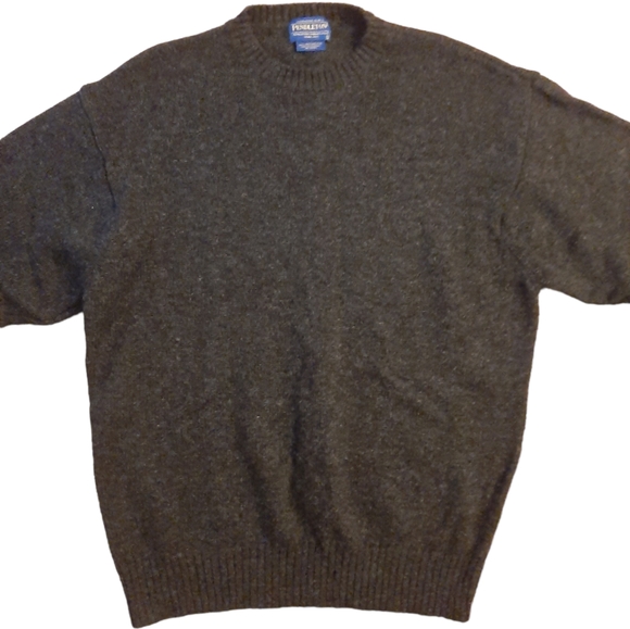 Men's Large Gray Pendleton Shetland Wool Sweater Crewneck Knit - Picture 1 of 3